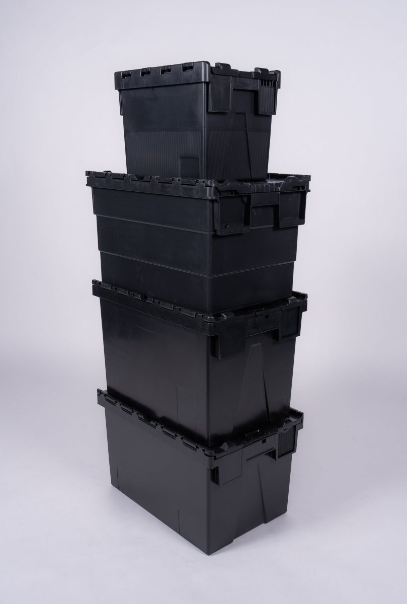 Attached Lid Nested Euro Storage Container 600mm x 400mm - Warehouse Storage Products