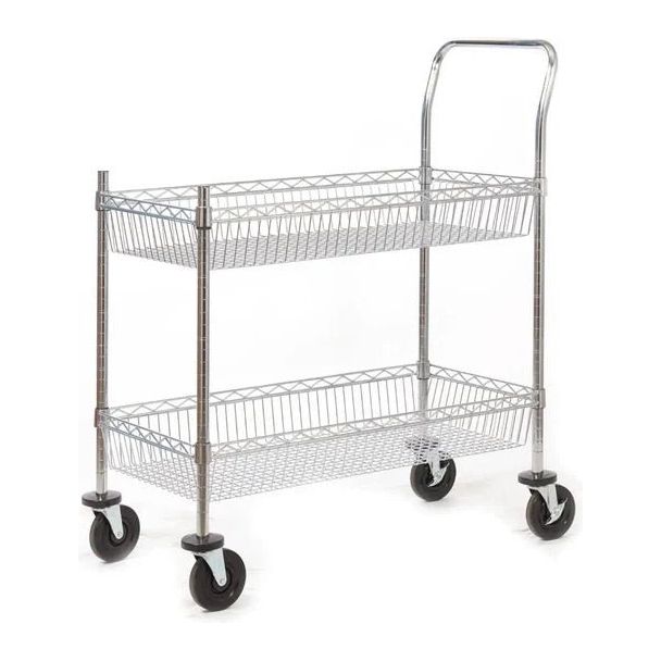 Chrome Plated Wire Trolley with Trays - Warehouse Storage Products