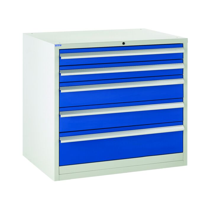 Euroslide Cabinet - 5 Drawers (825H x 900W x 650D - 2 x 100 Drawer Size) - Warehouse Storage Products