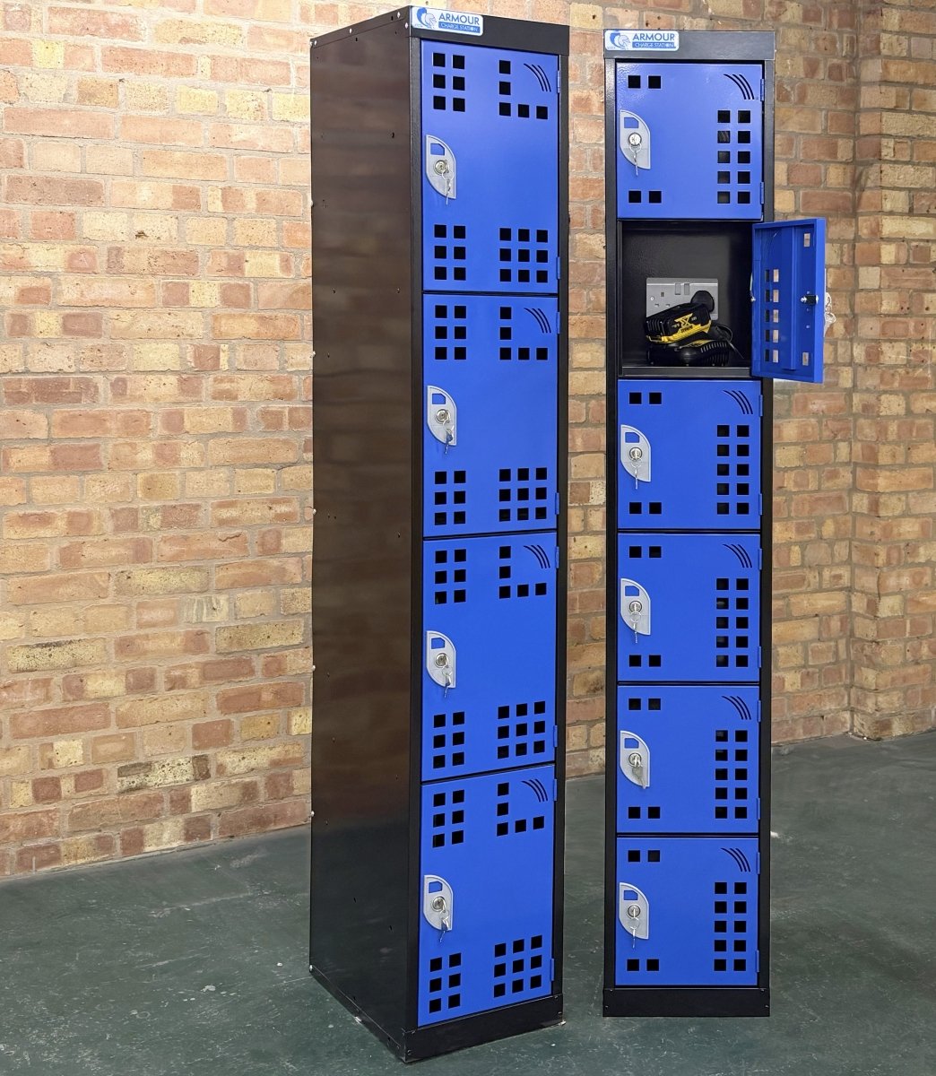 Express Tool Charging Lockers with Perforated Doors - Warehouse Storage Products