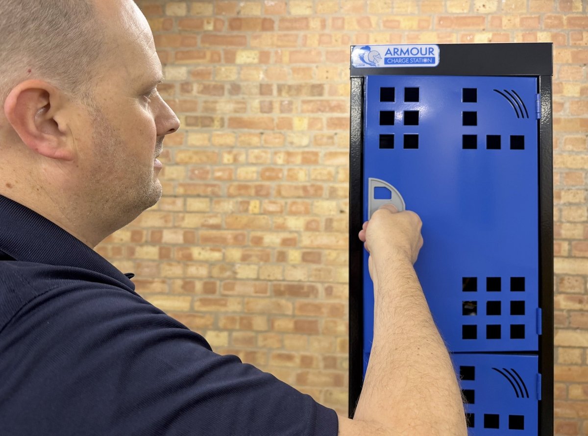 Express Tool Charging Lockers with Perforated Doors - Warehouse Storage Products