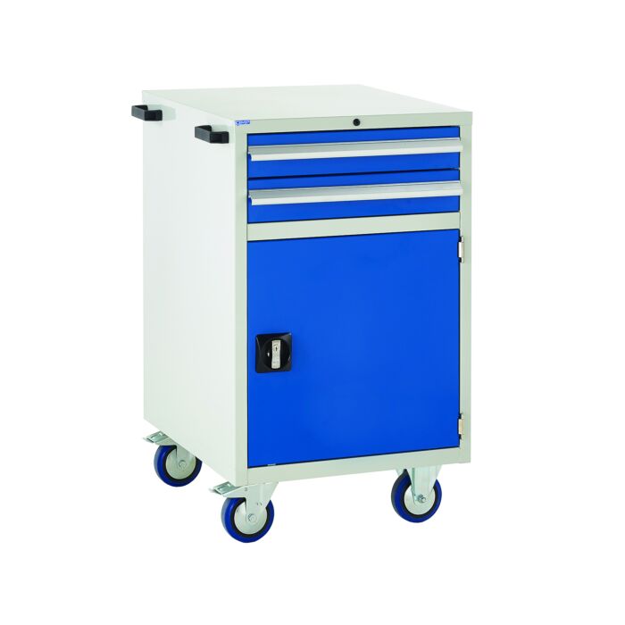 Mobile Euroslide Cabinet - 2 x 100mm Drawers & Cupboard - Warehouse Storage Products