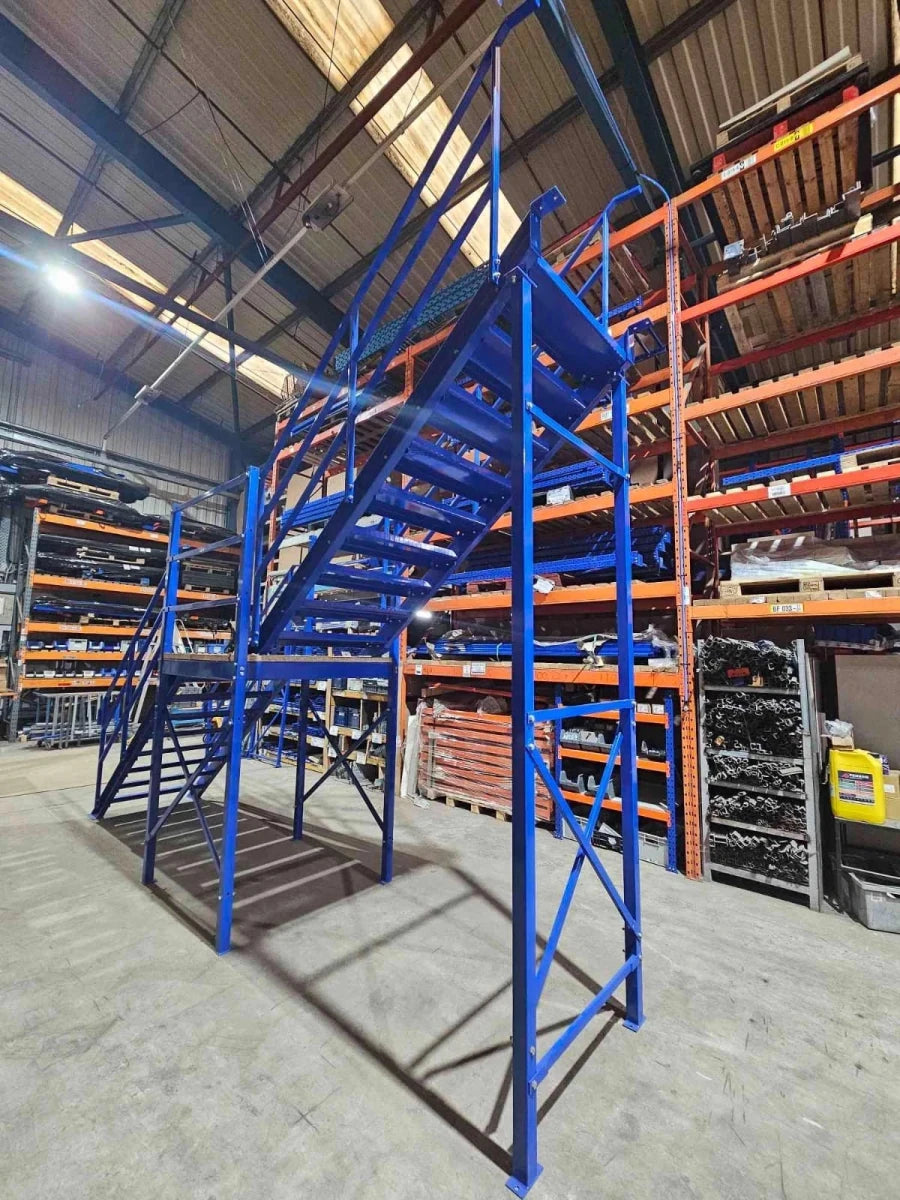 New Heavy Duty Mezzanine Steel Staircase Steps Platform 3540mm - Warehouse Storage Products