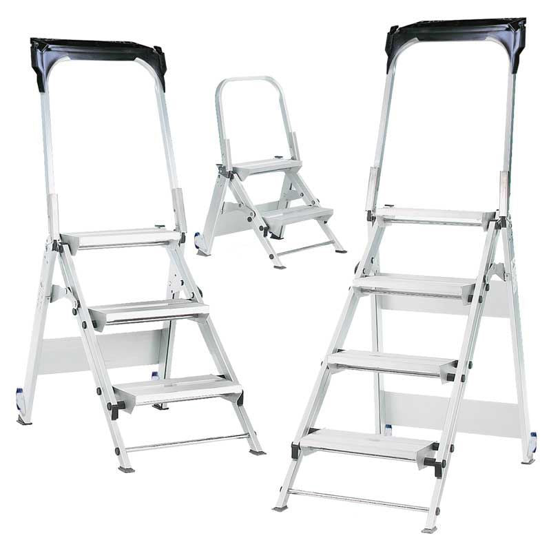 Easy Slope Aluminium Folding Leader Steps (2, 3 & 4 Treads) - Warehouse Storage Products