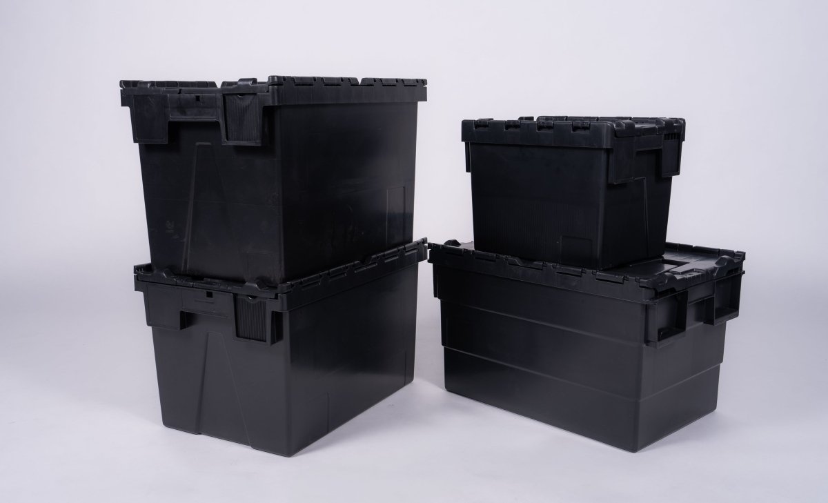 Attached Lid Nested Euro Storage Container 600mm x 400mm - Warehouse Storage Products