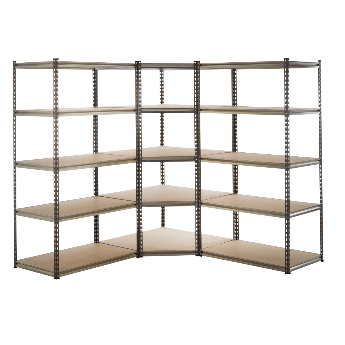 Corner 5 Shelf Shelving with 2 Extra Bays - Warehouse Storage Products