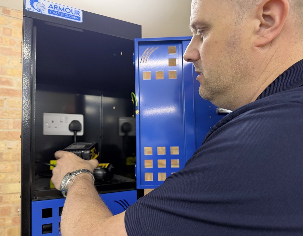 Express Tool Charging Lockers with Perforated Doors - Warehouse Storage Products