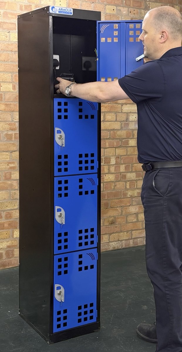 Express Tool Charging Lockers with Perforated Doors - Warehouse Storage Products