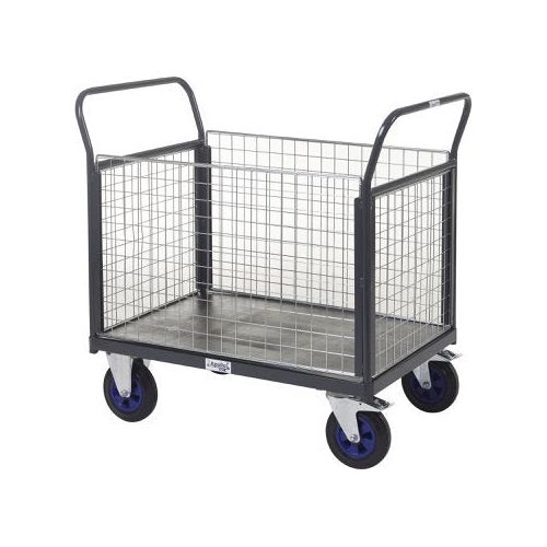 Heavy Duty Platform Trucks with Zinc Plated Mesh Sides & Ends - Warehouse Storage Products