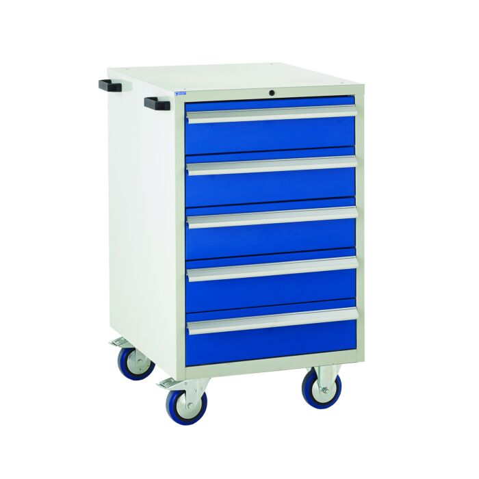 Mobile Euroslide Cabinet - 5 x 150mm Drawers - Warehouse Storage Products