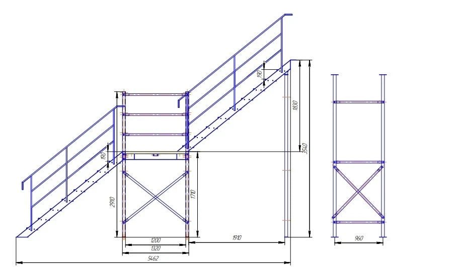New Heavy Duty Mezzanine Steel Staircase Steps Platform 3540mm - Warehouse Storage Products