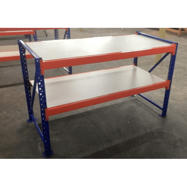 WSP's Heavy Duty Workstation With 2 Tier Chipboard Shelves - Warehouse Storage Products