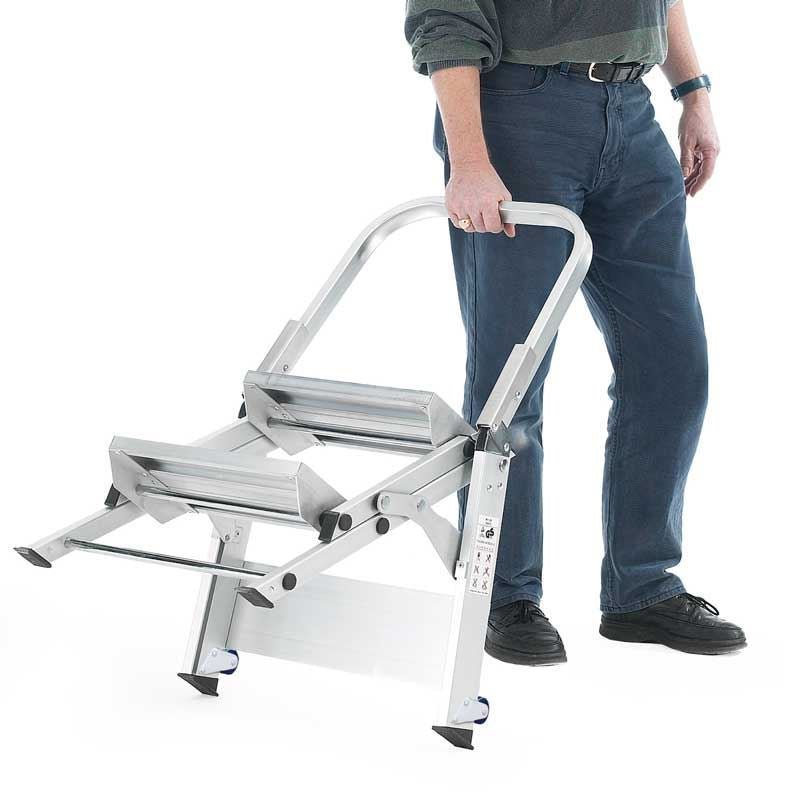 Easy Slope Aluminium Folding Leader Steps (2, 3 & 4 Treads) - Warehouse Storage Products