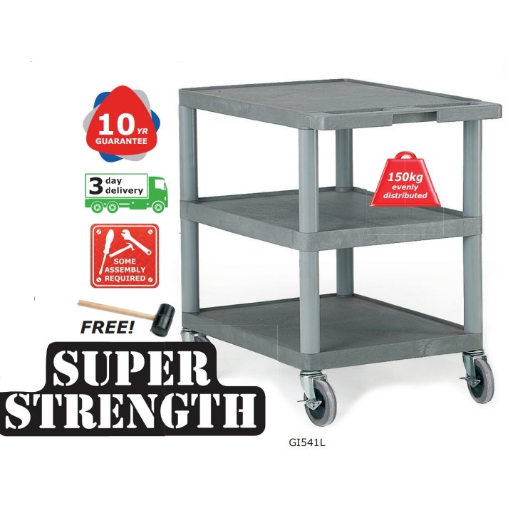 Grey 3 Shelf Trolley - Warehouse Storage Products