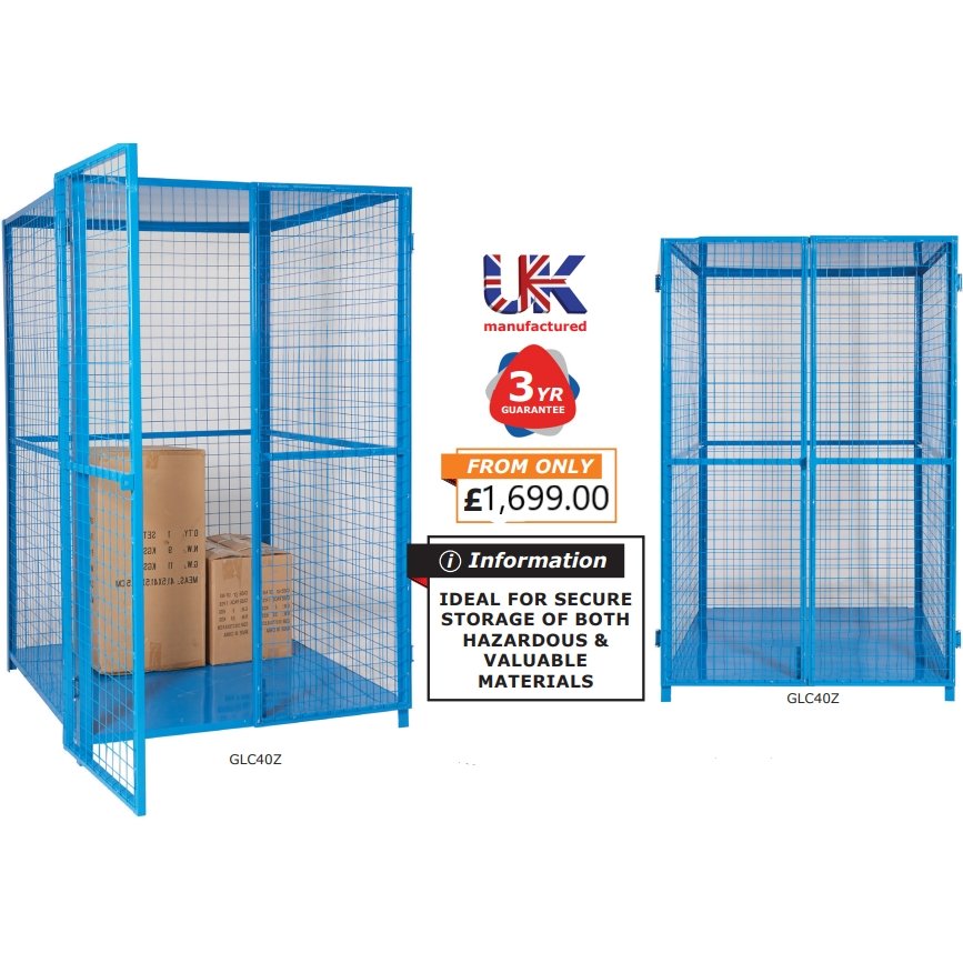 Lock Up Security Cage with Solid Roof and Base - Warehouse Storage Products