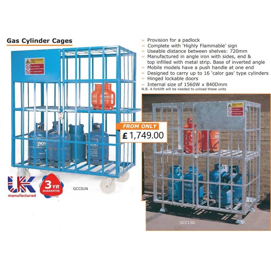 Mobile Gas Cylinder Cages - Warehouse Storage Products