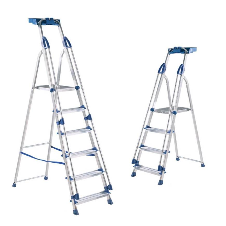 Professional Aluminium Folding Steps with Tool Tray - Warehouse Storage Products